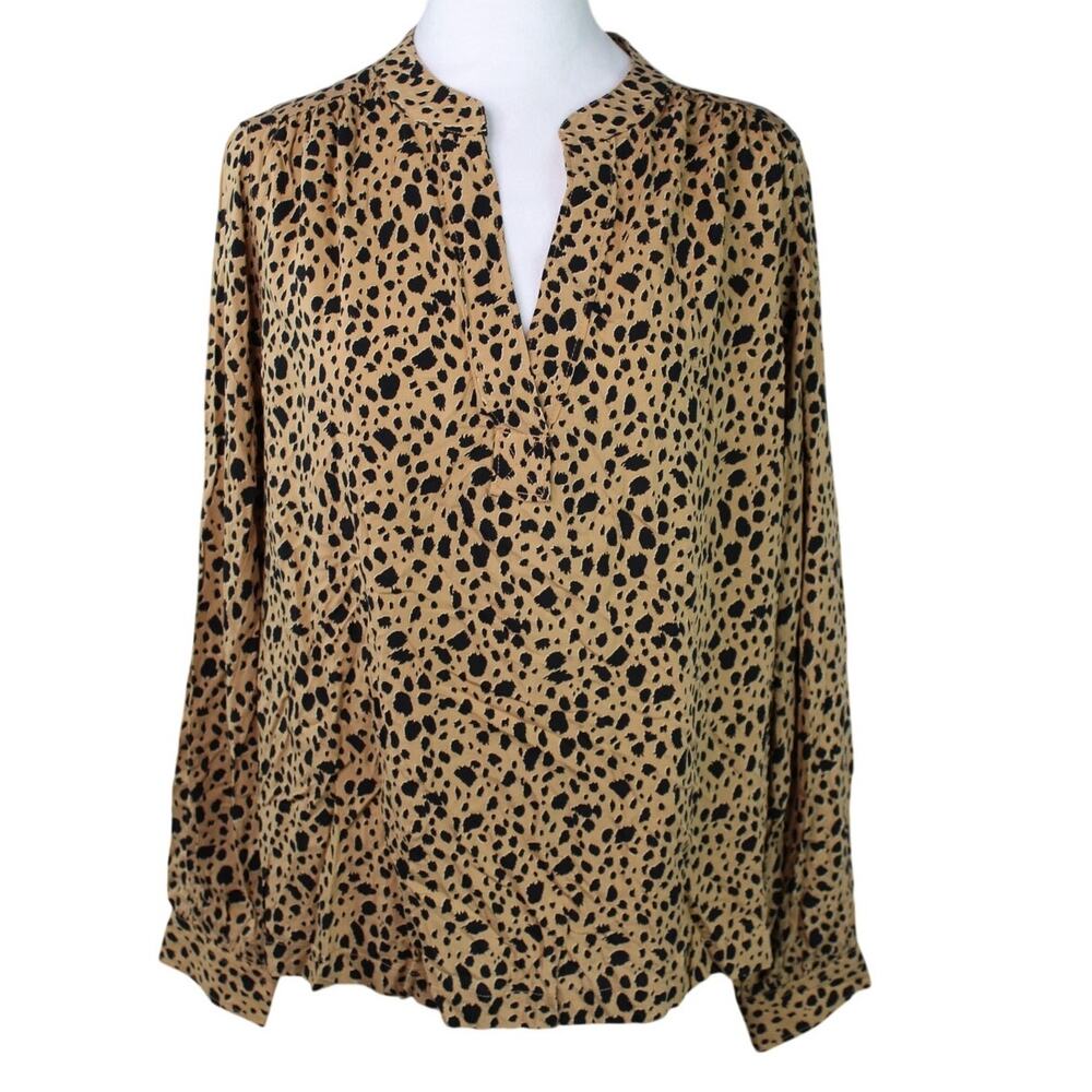 GAP Cheetah Print V-neck Long Sleeve Blouse Career Top Office Medium